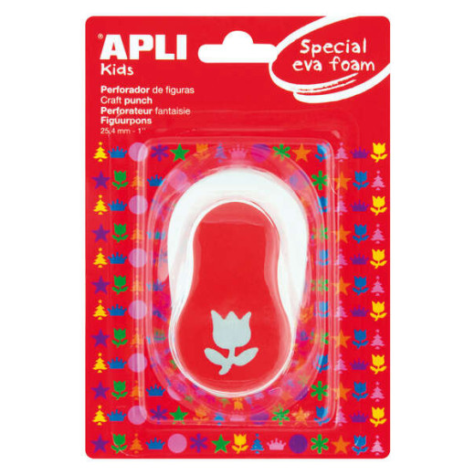 Apli Perforadora de Papel y Goma Eva en Forma de Tulipan - Tamaño de Figura 25.4mm - Perforadora de Alta Calidad para Papel