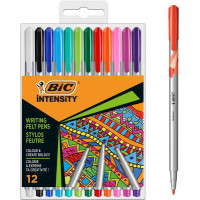 Bic Intensity Medium Pack de 12 Rotuladores - Punta Media de 0.8mm - Tinta con Base de Agua - Colores Surtidos