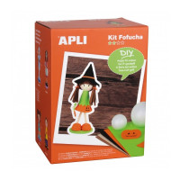 Apli Kit de Manualidades Fofucha Calabaza - Incluye Materiales y Patrones - Instrucciones Visuales - Nivel Medio - Ideal para Actividades Guiadas