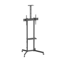 Aisens Soporte de Suelo ECO con Rueda - Bandeja para DVD y Soporte de Camara para Monitor/TV 45kg de 37-70 - Color Negro