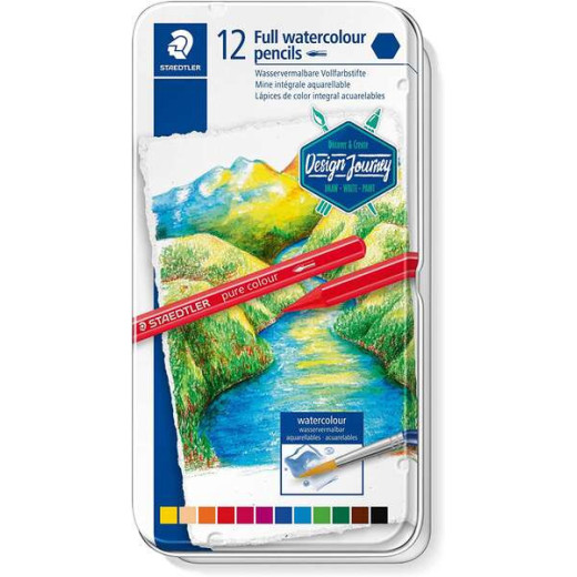 Staedtler 146 10G Pack de 12 Lapices de Colores Acuarelables - Sin Madera - Colores Surtidos