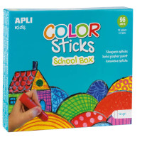 Apli Color Sticks Temperas Solidas - Caja de 96 Unidades de 10g - Colores Surtidos Ideales para Escuelas y Colectivos - Acabado Satinado y Secado Rapido en Menos de 3 Minutos - Flexible y sin Disolventes