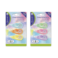 Bismark Mini Pastel Pack de 3 Cintas Correctoras 5mmx5m - Perfecta Adherencia al Papel - Presentacion en Blister - Cuerpo de Colores Pastel Surtidos