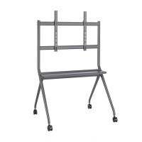 Aisens Soporte de Suelo Pro para Pantallas Interactivas/TV de 50 a 86" - Bandeja Multiusos - Peso Max. 120kg - Color Negro