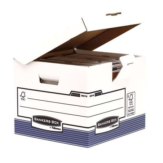 Fellowes Bankers Box Contenedor de Archivos - Tapa Fija - Montaje Automatico Fastfold - Carton Reciclado Certificacion FSC