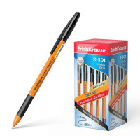 Erichkrause Boligrafo R-301 Stick&Grip 0.7 - Cuerpo Naranja con Agarre de Goma - Tinta de Secado Rapido - Color Negro