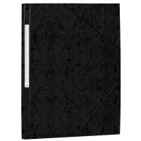 Mariola Carpeta de Carton Simil Prespan con Etiqueta en Lomo Folio 500gr/m2 - Medidas 34x25cm - Cierre con Goma Elastica - Color Negro