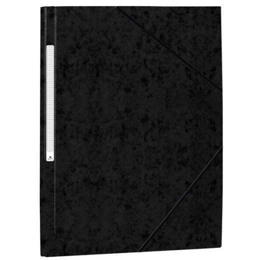 Mariola Carpeta de Carton Simil Prespan con Etiqueta en Lomo Folio 500gr/m2 - Medidas 34x25cm - Cierre con Goma Elastica - Color Negro