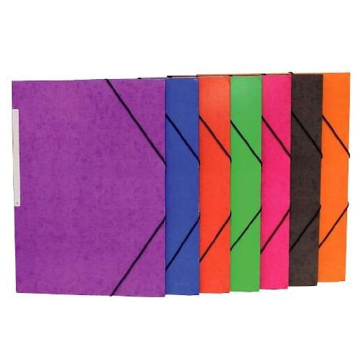 Mariola Carpeta de Carton Simil Prespan con Etiqueta en Lomo Folio 500gr/m2 - Medidas 34x25cm - Cierre con Goma Elastica - Colores Surtidos