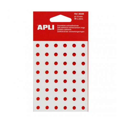 Apli Pack con 96 Arandelas de Refuerzo Ø13mm - Alta Resistencia a Tirones y Rozaduras - Ideal para Escuela