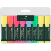 Faber-Castell Textliner 48 Pack de 8 Marcadores Fluorescentes - Punta Biselada - Trazo entre 1.2mm y 5mm - Tinta con Base de Agua - Colores Surtidos