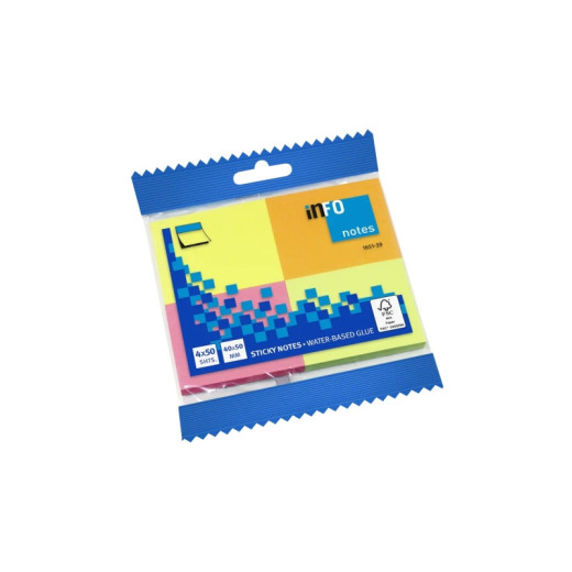 Global Notes inFO Brillant Pack de 4 Blocs de 50 Notas Adhesivas 50 x 40mm - Certificacion FSC? - Colores Amarillo