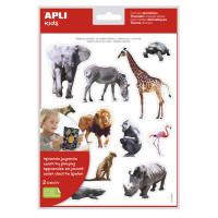 Apli Gomets Tematicos Realistas Animales Sabana - 24 Gomets - Adhesivo Removible - Desarrollados con Educadores - Ideal para Habilidades Motoras - Adhesivo Base Agua - Libre de Disolventes - Coloridos