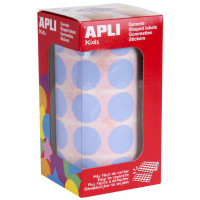 Apli Gomets Redondos Ø 20mm Azul Claro - 59 Hojas Pretroqueladas - 1770 Gomets por Rollo - Ideal para Escuelas y Talleres Infantiles - Normas EN-71 y FSC - Adhesivo Base Agua - Materiales 100% Reciclables