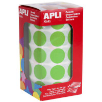 Apli Pack de 1.770 Gomets Redondos Ø 20mm - 59 Hojas Pretroqueladas - Adhesivo Permanente - Ideal para Escuelas Infantiles y Colegios - Color Verde Claro