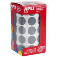Apli Pack de 1770 Gomets Redondos Ø 20mm - 59 Hojas Pretroqueladas - Adhesivo Permanente - Ideal para Escuelas Infantiles y Colegios - Color Gris