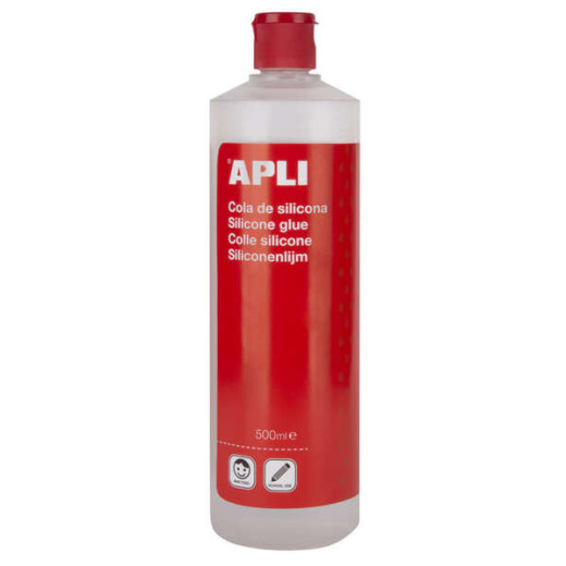 Apli Silicona Escolar 500ml - No Contiene Metanol - Cumple Normativa Une-En 71 Parte 5 - Pegado Eficiente de Goma Eva