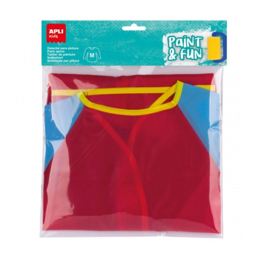 Apli Delantal/Bata para Pintura - Talla M - Bolsillo para Herramientas - Cierre Velcro Posterior - Ideal para Niños de 3 a 5 Años