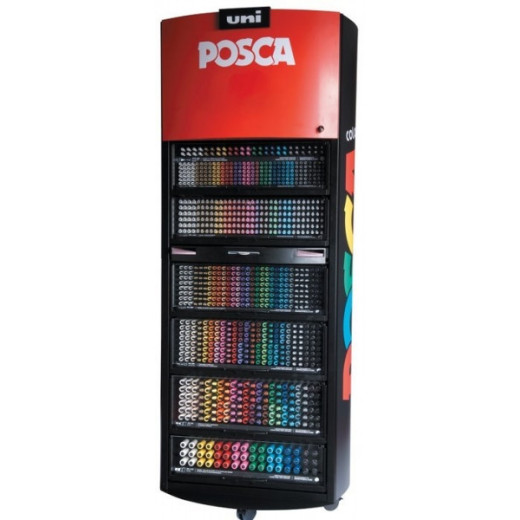 Posca Expositor de 1236 Marcadores de Pintura - Punta de Poliester - Tinta Pigmentada Base Agua - Resistente a la Luz - Colores y Trazos Surtidos