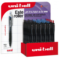 Uni-ball SXN-157 JetStream Sport Expositor de 36 Boligrafos Retractiles - Punta de Bola 0.7mm - Tinta Pigmentada Resistente al Agua y Luz - Secado Instantaneo - Colores Surtidos