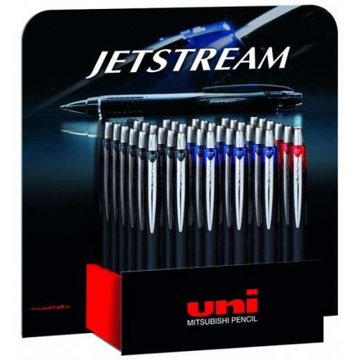 Uni-ball SXN-210 JetStream Expositor de 36 Boligrafos Retractiles - Punta de Bola 1mm - Tinta Pigmentada Resistente al Agua y Luz - Secado Instantaneo - Ideal para Zurdos - Colores Surtidos