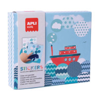 Apli Kids Juego de Gomets Barco - 8 Laminas Ilustradas de 200G - 8 Hojas de Gomets Removibles Geometricos - Libro Guia con Ejemplos - Alto Valor Didactico - Caja de Carton con Diseño Exclusivo