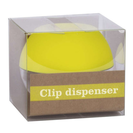Apli Fluor Collection Dispensador de Clips - Ø 70x60 mm - Tapa Magnetica "Soft Touch" - Incluye 50 Clips Amarillo Fluorescente 28 mm