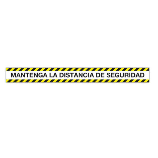 Apli Tira de Señalizacion Adhesiva "Mantenga Distancia de Seguridad" - 1000x100mm - Film de PVC de 100 Micras con Barniz Mate Protector - Adhesivo Solvente de Alta Resistencia
