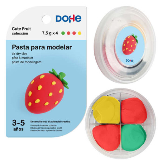 Dohe Coleccion Cute Fruit Pasta para Modelar Fresa - Ligera y Flexible - Apto para Niños de 3 a 5 Años