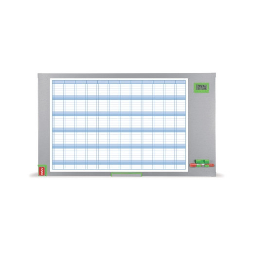 Nobo Performance Plus Planificador Anual de Pizarra Magnetica 725x50x1178mm - Pantalla con Fecha y Hora - Incluye Rotulador y Kit Magnetico