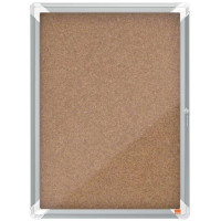 Nobo Vitrina para 4 Hojas A4 con Superficie de Corcho - 532x692x37mm - Puerta de Cristal de Seguridad - Marco de Aluminio - Color Natural