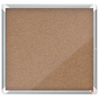 Nobo Vitrina para 6 Hojas A4 con Superficie de Corcho - 752x692x37mm - Puerta de Cristal de Seguridad - Marco de Aluminio - Color Natural