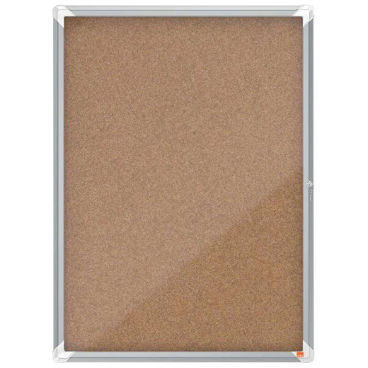 Nobo Vitrina para 9 Hojas A4 con Superficie de Corcho - 1000x752x37mm - Puerta de Cristal de Seguridad - Marco de Aluminio - Color Natural