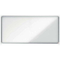 Nobo Vitrina Interior para 27 Hojas A4 con Superficie Magnetica y Puerta Deslizante - 997x2072x54mm - Marco de Aluminio - Puertas de Cristal de Seguridad - Cerradura y Llaves Incluidas - Color Blanco