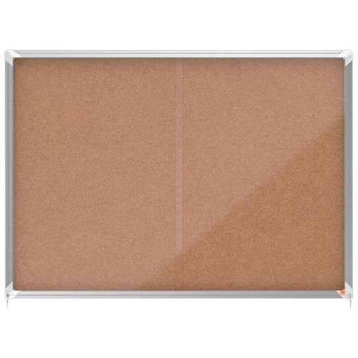 Nobo Vitrina Interior 18 Hojas A4 Corcho Puerta Deslizante - Superficie Autorregenerable - Aluminio - Color Natural