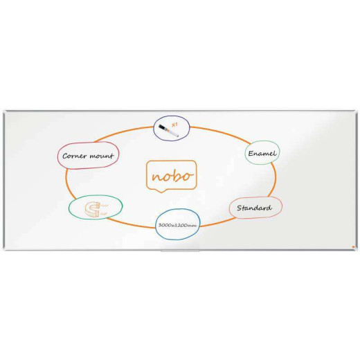 Nobo Premium Plus Pizarra Magnetica de Acero Vitrificado 3000x1200mm - Montaje en Esquina - Blanco