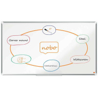 Nobo Premium Plus Pizarra Magnetica de Acero Lacado Panoramica 1220x690mm - Montaje en Esquina - Blanco