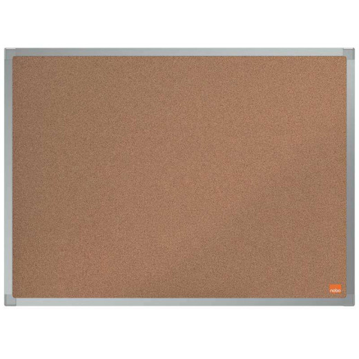 Nobo Essence Tablero de Anuncios de Corcho 600x450mm - Montaje en Esquinas - Superficie de Corcho - Marco de Aluminio Anodizado - Color Natural
