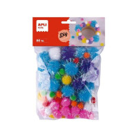 Apli Kids Bolsa de 80 Pompones Glitter - Tamaños 10mm