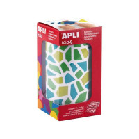 Apli Kids Rollo de 2460 Gomets Mosaico - Adhesivo Base Agua - Libre de Disolventes - Materiales 100% Reciclables - Colores Azul