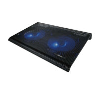 Trust Base de Refrigeracion para Portatil hasta 17.3" USB - Iluminacion LED Azul - 2 Ventiladores de 125mm - 800 RPM - 360 x 280mm - Cable de 55cm - Color Negro