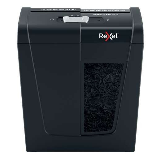 Rexel Secure S5 Destructora de Papel Manual Corte en Tiras P-2 - Destruye hasta 5 Hojas - Capacidad de la Papelera 10L - Color Negro