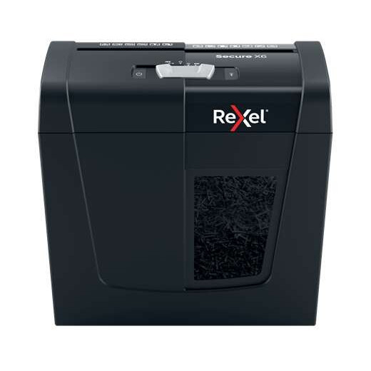 Rexel Secure X6 Destructora de Papel Manual Corte en Particulas P-4 - Destruye hasta 6 Hojas a la Vez - Capacidad de la Papelera 10L - Color Negro