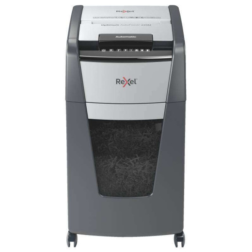 Rexel Optimum Autofeed 225M Destructora Automatica Microcorte P-5 - Autoalimentacion 225 Hojas y Manual 8 Hojas - Capacidad de la Papelera 60L - Color Gris/Plata