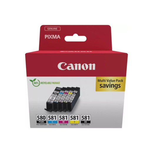 Canon PGI580/CLI581 Pack de 5 Cartuchos de Tinta Originales - 2078C007