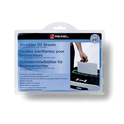 Rexel Pack de 20 Hojas Lubricantes para Destructoras
