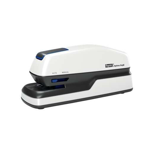 Rapid Optima GripE Grapadora Electrica de Sobremesa + Caja de 1000 Grapas - Hasta 20 Hojas - Utiliza Grapas Optima 56 - Color Gris/Negro