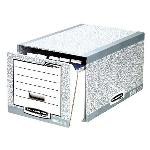 Fellowes Bankers Box Cajon Archivador - Montaje Manual - Carton Reciclado Certificacion FSC - Color Gris