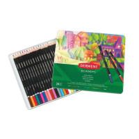 Derwent Academy Pack de 24 Lapices de Colores de Gran Calidad - Transferencia de Color Perfecta - Cuerpos de Madera Natural - Colores Surtidos
