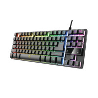 Trust Gaming GXT 833 Thado TKL Teclado Compacto USB - 12 Teclas Multimedia - Antighosting - Iluminacion LED - Cable Trenzado de 1.50m - Color Negro